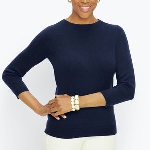 100% Cashmere Talbots “Audrey” ¾ Sleeve Crew-Neck Sweater in Navy, Size L, EUC